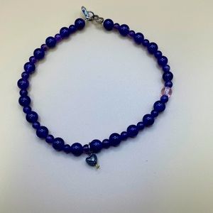 Amethyst anklet with small heart charm